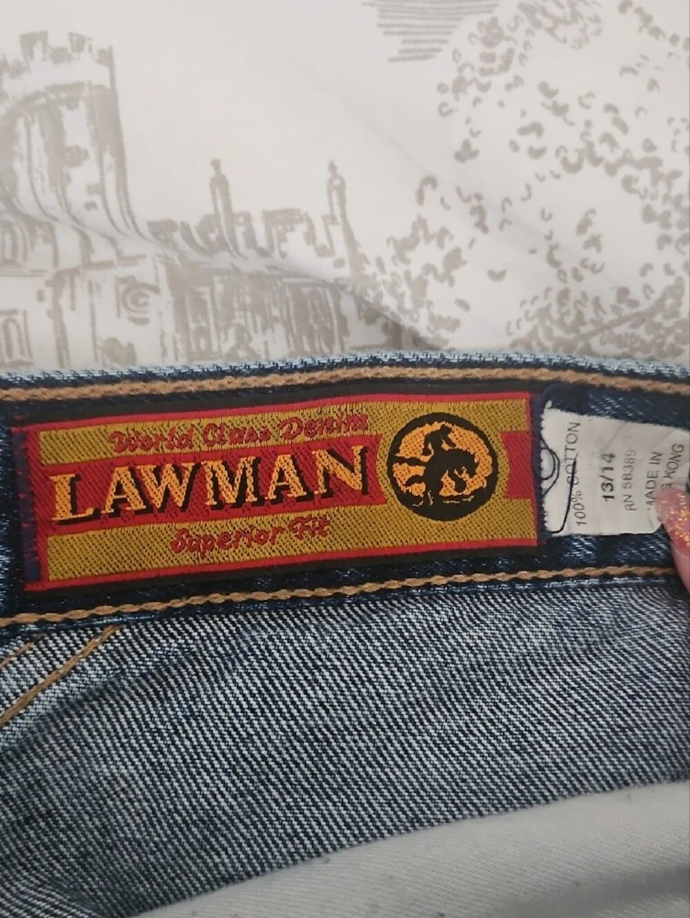 Vintage Lawman Western Dark Blue Women's Jeans With Side Button Detail